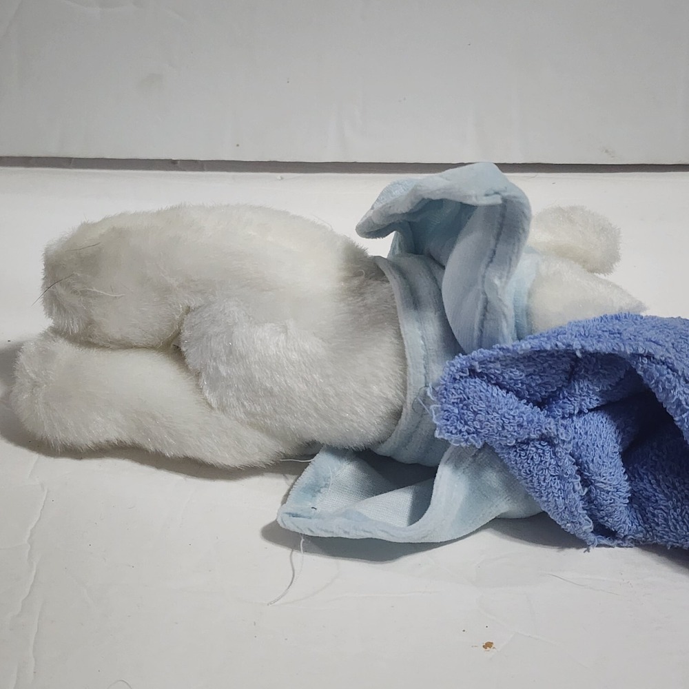 Calplush March of Dimes Bath Time White Bear Rattle Robe Towel Plush Bean Bag 8" - Picture 4 of 5